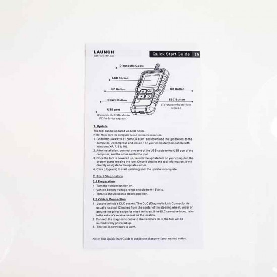 LAUNCH X431 CR3001 OBD2/EOBD Code Reader Scanner Automotive Diagnostic Tools pk KW310/ELM327/iCar2 LAUNCH X431 CR3001 OBD2/EOBD Code Reader Scanner Automotive Diagnostic Tools pk KW310/ELM327/iCar2