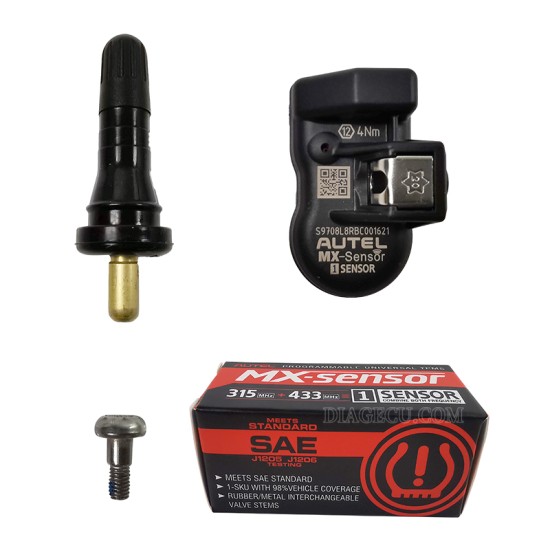 Autel MX-Sensor 315/433MHz 2 in 1 Universal Programmable TPMS Sensor MaxiTPMS Tire Pressure Monitor Tester (Rubber）