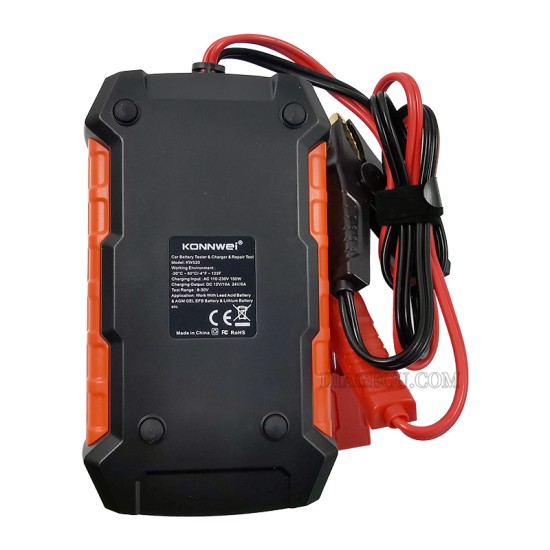 Konnwei KW520 12V 10A&24V 5A Automatic Car Truck Battery Tester Charger Lead Acid Car Battery Pulse Repair Tool AGM Gel Lithium 3 in 1 Diagnostic Scanner 100-2000CCA Battery Tester