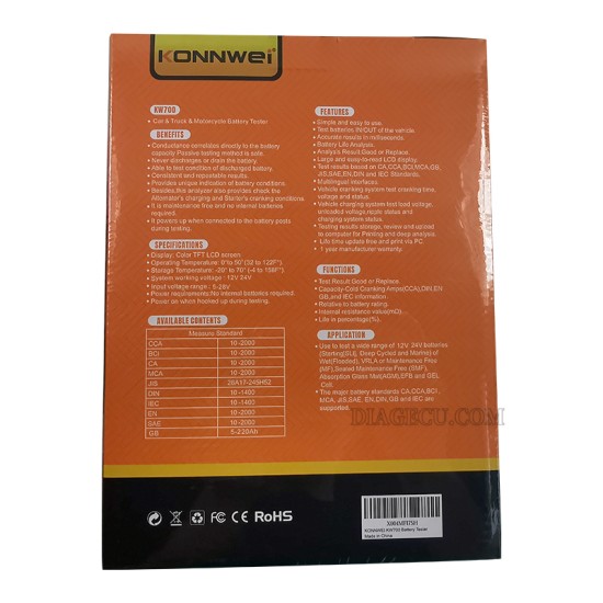 Konnwei KW700 12/24v Battery Tester with printer 10-2000CCA Car Battery Tester Motorcycle Cranking Charging Circut Tester Battery Analyzer Konnwei KW700 12/24v Battery Tester with printer 10-2000CCA Car Battery Tester Motorcycle Cranking Charging Circut Tester Battery Analyzer