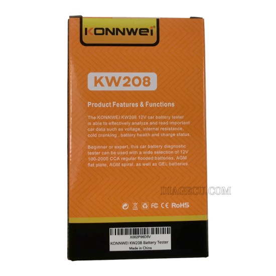 Konnwei KW208 12V Car Battery Tester 100 to 2000CCA Cranking Charging Circut Tester Battery Health Voltage Viewer Battery Repair Battery Analyzer Battery Tool Car Charging Scan Detection Tool