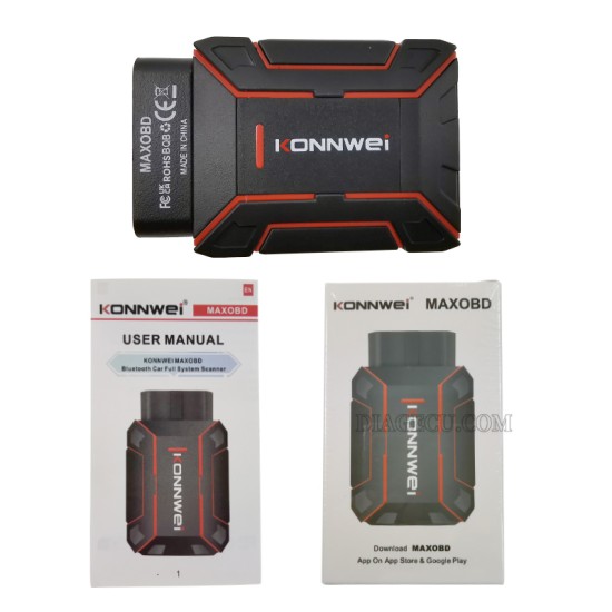 Konnwei MAXOBD full System Automotive Scanner Bluetooth 5.2 OBD2 Diagnostic Tool Airbag ABS Braking System Code Read Engine for Android and IOS both with Free MAXOBD App on mobile