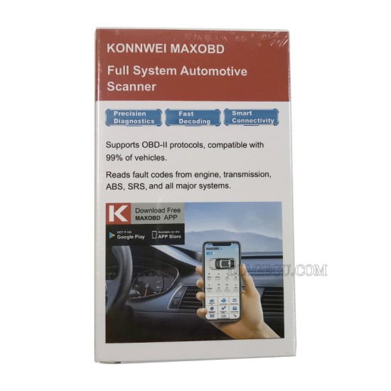 Konnwei MAXOBD full System Automotive Scanner Bluetooth 5.2 OBD2 Diagnostic Tool Airbag ABS Braking System Code Read Engine for Android and IOS both with Free MAXOBD App on mobile