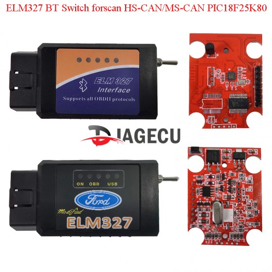 ELM327 Bluetooth v1.5 PIC18F25K80 with Switch for Ford ELMconfig HS-CAN/MS-CAN (TYX) ELM327 Bluetooth v1.5 PIC18F25K80 with Switch for Ford ELMconfig HS-CAN/MS-CAN (TYX)