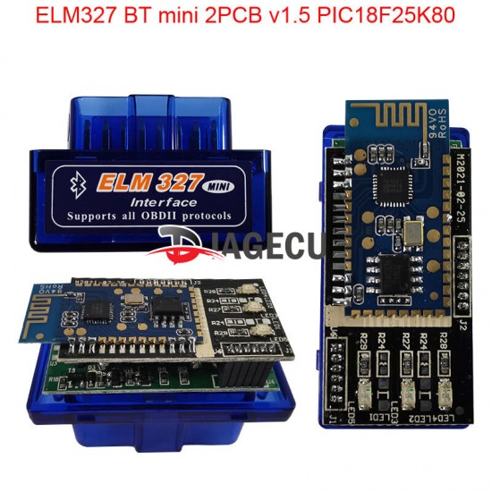 ELM327 Super Mini Bluetooth v1.5 2PCB PIC18F25K80 OBD2 Car Disgnostic Scanner (C) ELM327 Super Mini Bluetooth v1.5 2PCB PIC18F25K80 OBD2 Car Disgnostic Scanner (C)