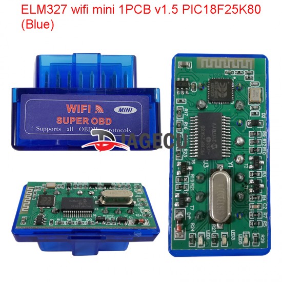 ELM327 Super Mini wifi v1.5 1PCB PIC18F25K80 OBD2 Car Disgnostic Scanner blue (L) ELM327 Super Mini wifi v1.5 1PCB PIC18F25K80 OBD2 Car Disgnostic Scanner blue (L)