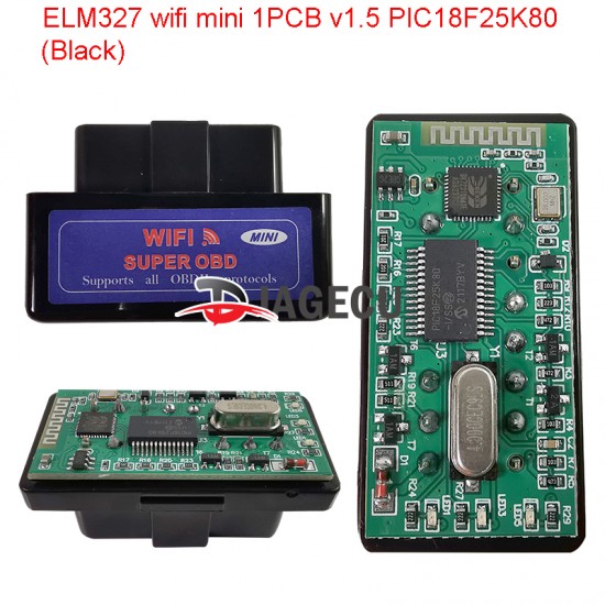 ELM327 Super Mini wifi v1.5 1PCB PIC18F25K80 OBD2 Scanner Code Reader black case (L) ELM327 Super Mini wifi v1.5 1PCB PIC18F25K80 OBD2 Scanner Code Reader black case (L)