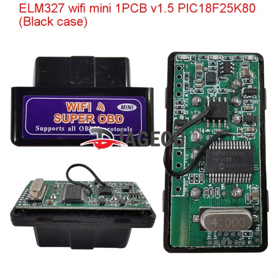 ELM327 Super mini wifi v1.5 1PCB PIC18F25K80 OBD2 Scanner black case (TYX) ELM327 Super mini wifi v1.5 1PCB PIC18F25K80 OBD2 Scanner black case (TYX)