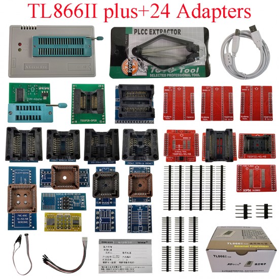 XGecu TL866II Plus Universal minipro programmer+24 adapters XGecu TL866II Plus Universal minipro programmer+24 adapters
