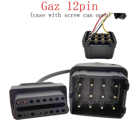 GAZ 12pin diesel Male to OBD2 16pin Female Adapter GAZ 12 pin truck Converter Extension Cable (T)