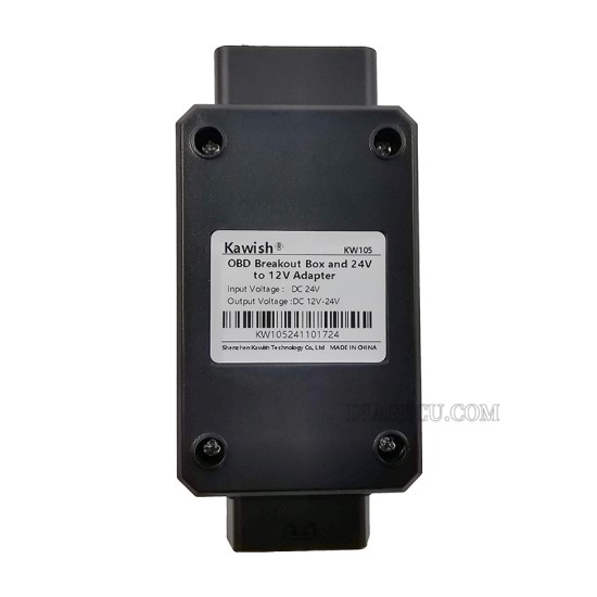 Kawish KW105 OBD Breakout Box and 24V to 12V Adapter Kawish Heavy Duty Truck adapter for Truck Converter Heavy Duty Vehicles