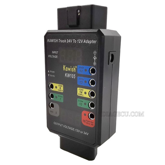 Kawish KW105 OBD Breakout Box and 24V to 12V Adapter Kawish Heavy Duty Truck adapter for Truck Converter Heavy Duty Vehicles