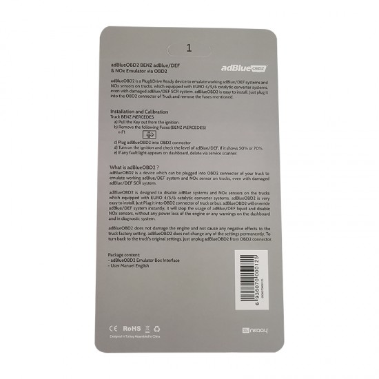 AdblueOBD2 Emulator for Mercedes Benz Trucks Adblue Emulator OBDII NOX for Benz (MT) AdblueOBD2 Emulator for Mercedes Benz Trucks Adblue Emulator OBDII NOX for Benz (MT)