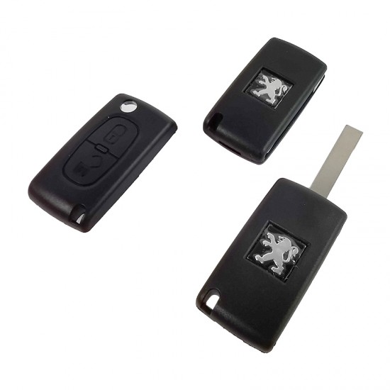 Peugeot 2 button flip remote key 433MHZ PCF7961 chip with HU83 blade ASK CE0536 Peugeot 2 button flip remote key 433MHZ PCF7961 chip with HU83 blade ASK CE0536