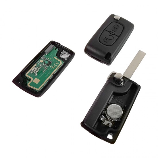 Peugeot 2 button flip remote key 433MHZ PCF7961 chip with HU83 blade ASK CE0536 Peugeot 2 button flip remote key 433MHZ PCF7961 chip with HU83 blade ASK CE0536
