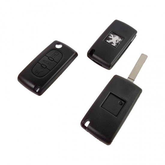 Peugeot 3 button flip remote key ID46 PCF7941 chip 433MHZ with VA2 blade ASK CE0523 Peugeot 3 button flip remote key ID46 PCF7941 chip 433MHZ with VA2 blade ASK CE0523