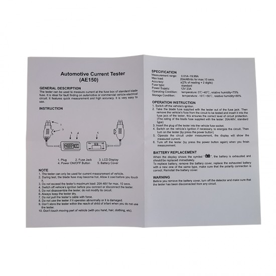 Auto Current Tester 12V AE150 Multimeter Lamp Car Repair tool By Fuse Diagnostic Tool 12V 23A Measurement range 0.01A-19.99A Auto Current Tester 12V AE150 Multimeter Lamp Car Repair tool By Fuse Diagnostic Tool 12V 23A Measurement range 0.01A-19.99A