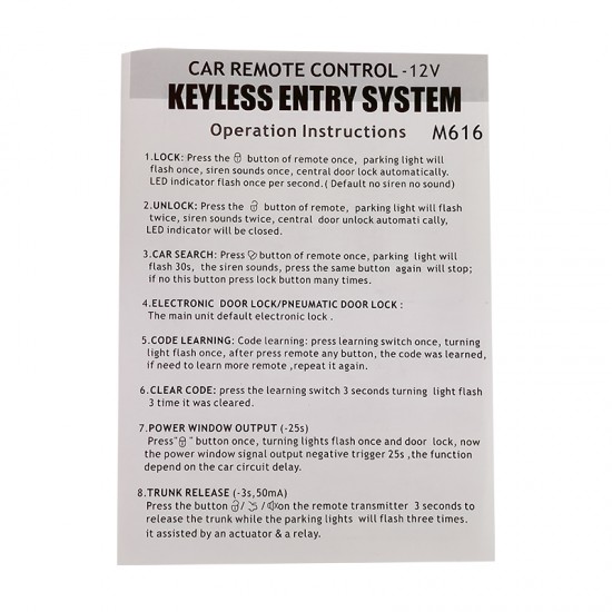 Universal Car Alarm System Automatic Central Kit Door Lock Vehicle Remote Control System M616-8239 Universal Car Alarm System Automatic Central Kit Door Lock Vehicle Remote Control System M616-8239