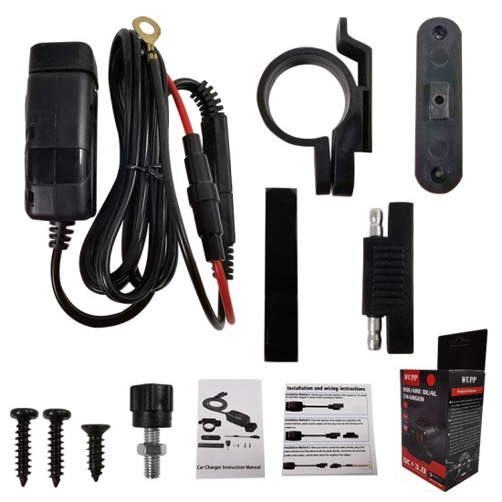 Motorcycle dual USB Charger QC3.0 Handlebar Fast Charging Waterproof 12V Socket Adapter With Voltmeter Motorcycle dual USB Charger QC3.0 Handlebar Fast Charging Waterproof 12V Socket Adapter With Voltmeter