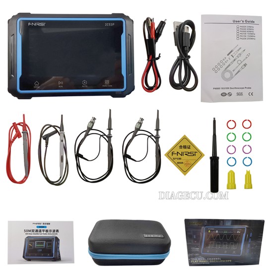 Fnirsi 2C53P Digital Handled Oscilloscope Multimeter Signal Generator 3 in 1 Touch Screen Portable 2 Channel 50MHz 250 MSa/s Fnirsi 2C53P Digital Handled Oscilloscope Multimeter Signal Generator 3 in 1 Touch Screen Portable 2 Channel 50MHz 250 MSa/s