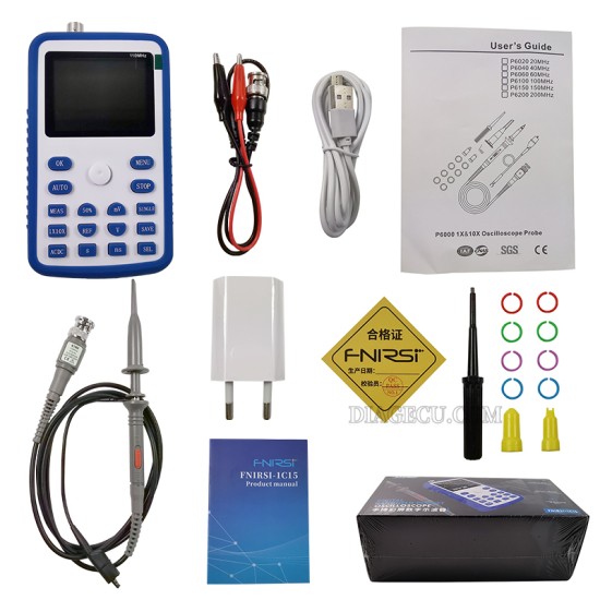 Fnirsi 1C15 Digital Oscilloscope 110MHz Analog Bandwidth 500MS/s Sampling Rate Supports 1Khz Square Wave 400V FNIRSI-1C15+EU adapter Fnirsi 1C15 Digital Oscilloscope 110MHz Analog Bandwidth 500MS/s Sampling Rate Supports 1Khz Square Wave 400V FNIRSI-1C15+EU adapter