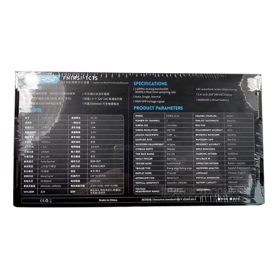 Fnirsi 1C15 Digital Oscilloscope 110MHz Analog Bandwidth 500MS/s Sampling Rate Supports 1Khz Square Wave 400V FNIRSI-1C15+EU adapter Fnirsi 1C15 Digital Oscilloscope 110MHz Analog Bandwidth 500MS/s Sampling Rate Supports 1Khz Square Wave 400V FNIRSI-1C15+EU adapter