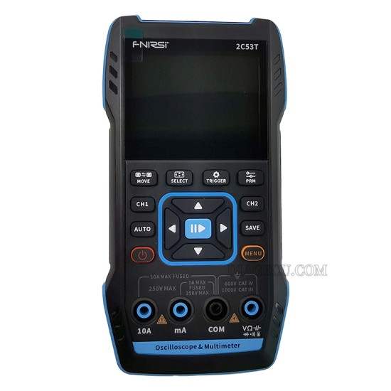 Fnirsi 2C53T Upgrade Handheld Digital 3in1 Oscilloscope Multimeter Signal Generator 50MHz Bandwidth 250MS Rate Dual Channel 20000 Counts Automotive Tool